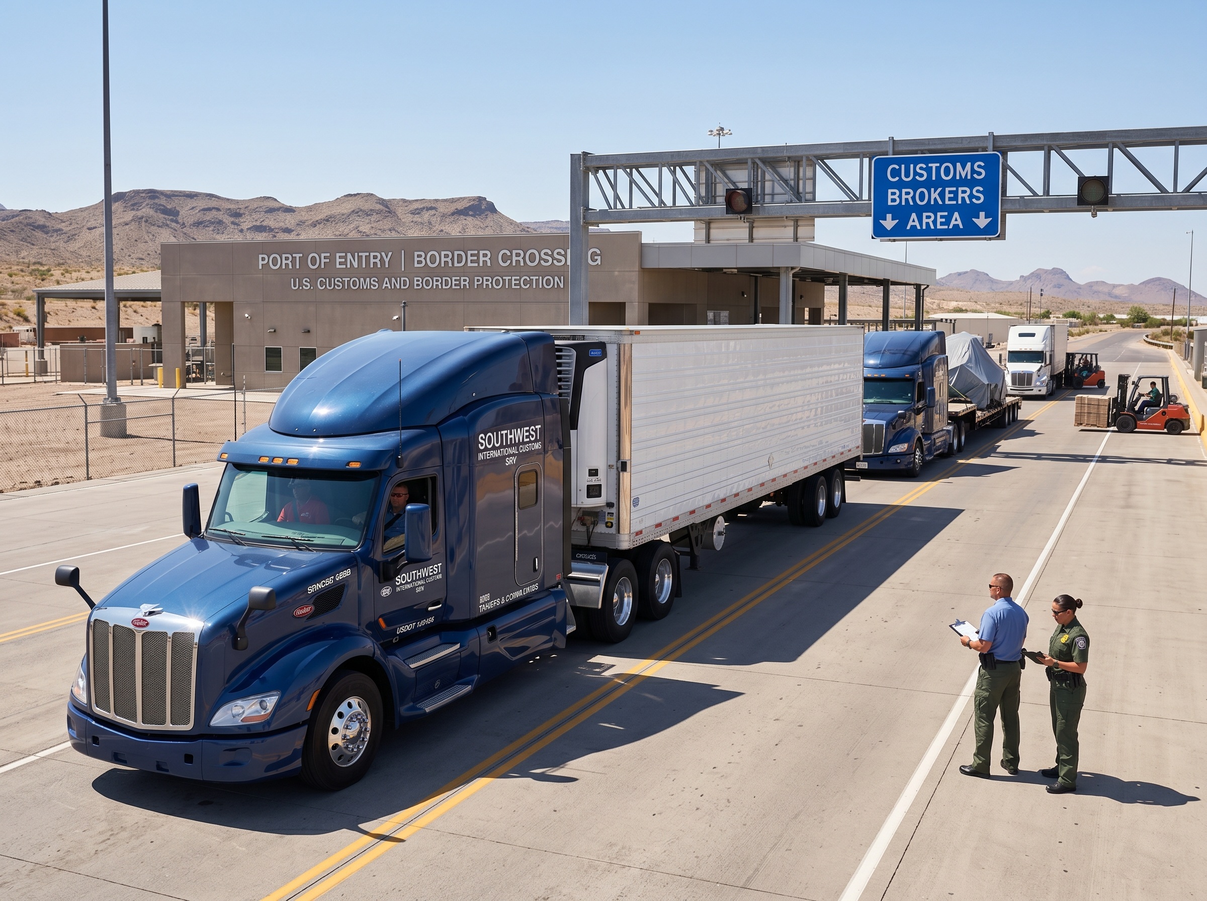 Commercial trucks on highway